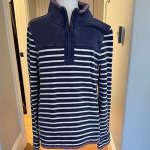 Fat Face Navy and White Striped Half-Zip Sweatshirt